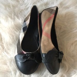 Burberry Kids Tartan/Leather Ballerina Flats 30